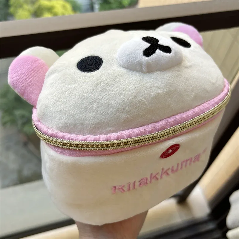 rilakkuma korilakkuma sac de maquillage en peluche boîte organisateur de rangement ours de dessin animé kawaii mignon voyage sac cosmétique pochette trousse de toilette