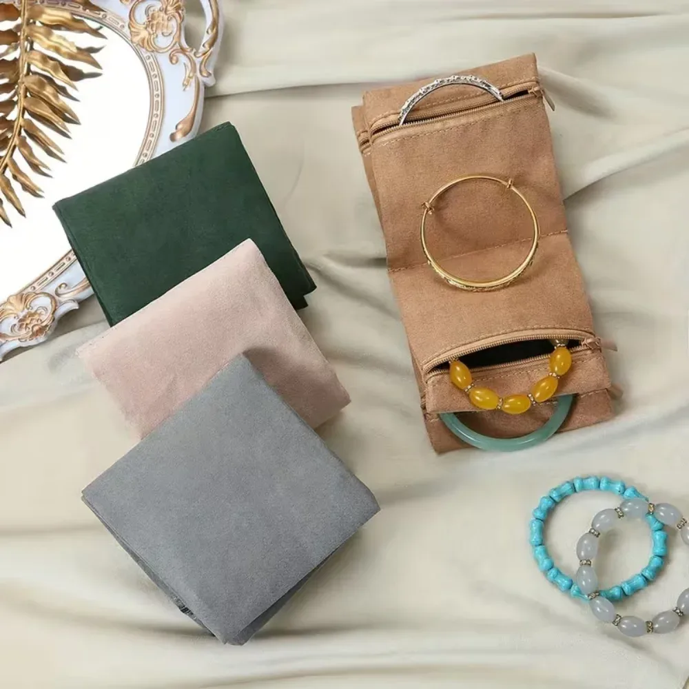 Sac de rangement de bijoux, 3 pièces, étui de voyage compact pour bijoux, pochette à fermeture éclair, organisateur résistant aux rayures pour colliers, bagues, boucles d'oreilles