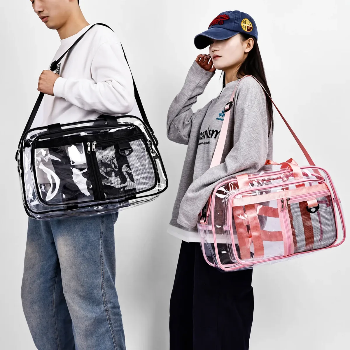Sac de voyage transparent en PVC, sac de natation pour vêtements secs et mouillés, sac de rangement portable pour courts séjours et voyages d'affaires, style minimaliste urbain
