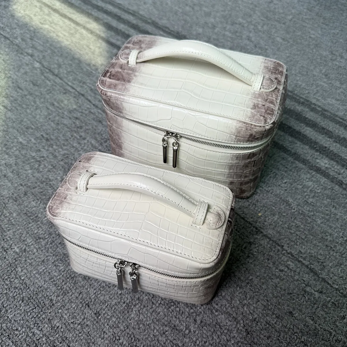 sac de maquillage en cuir de vachette, collection himalaya, luxueux, grande capacité, en cuir véritable, sac de voyage portable pour femmes, sac de rangement cosmétique