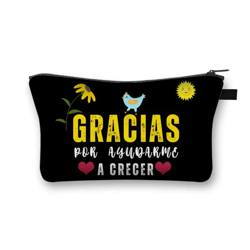 merci enseignant/ gracias maestra/ merci maitresse trousse à cosmétiques femmes trousse de maquillage filles organisateur cosmétique cadeau de remise des diplômes