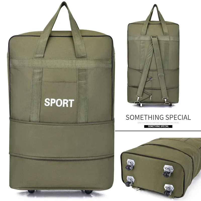 sac à bagages de voyage à air vérifié, roue universelle pliable, rangement mobile, oxford, cubes d'emballage étanches