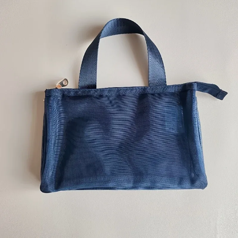 sac de rangement en maille pour maquillage, grande capacité, sac de lavage simple et portable, sac de rangement pour voyages d'affaires - sac de rangement multi-usage