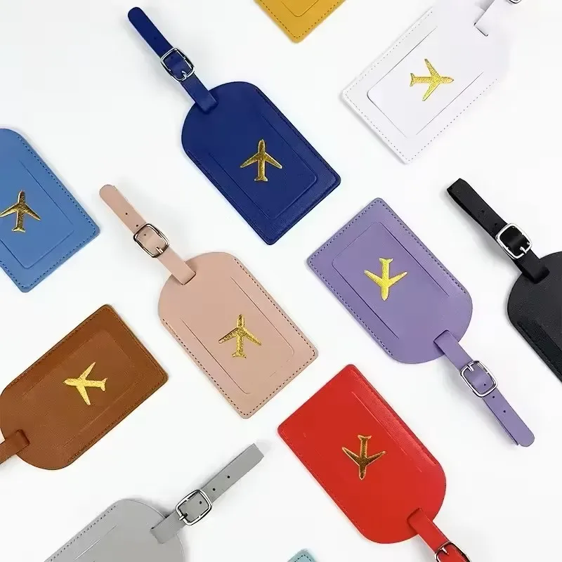 Étiquette de bagage d'affaires en cuir estampillé, étiquette d'adresse de valise, étui d'embarquement, nom, identification, Clip d'adresse, accessoires de voyage