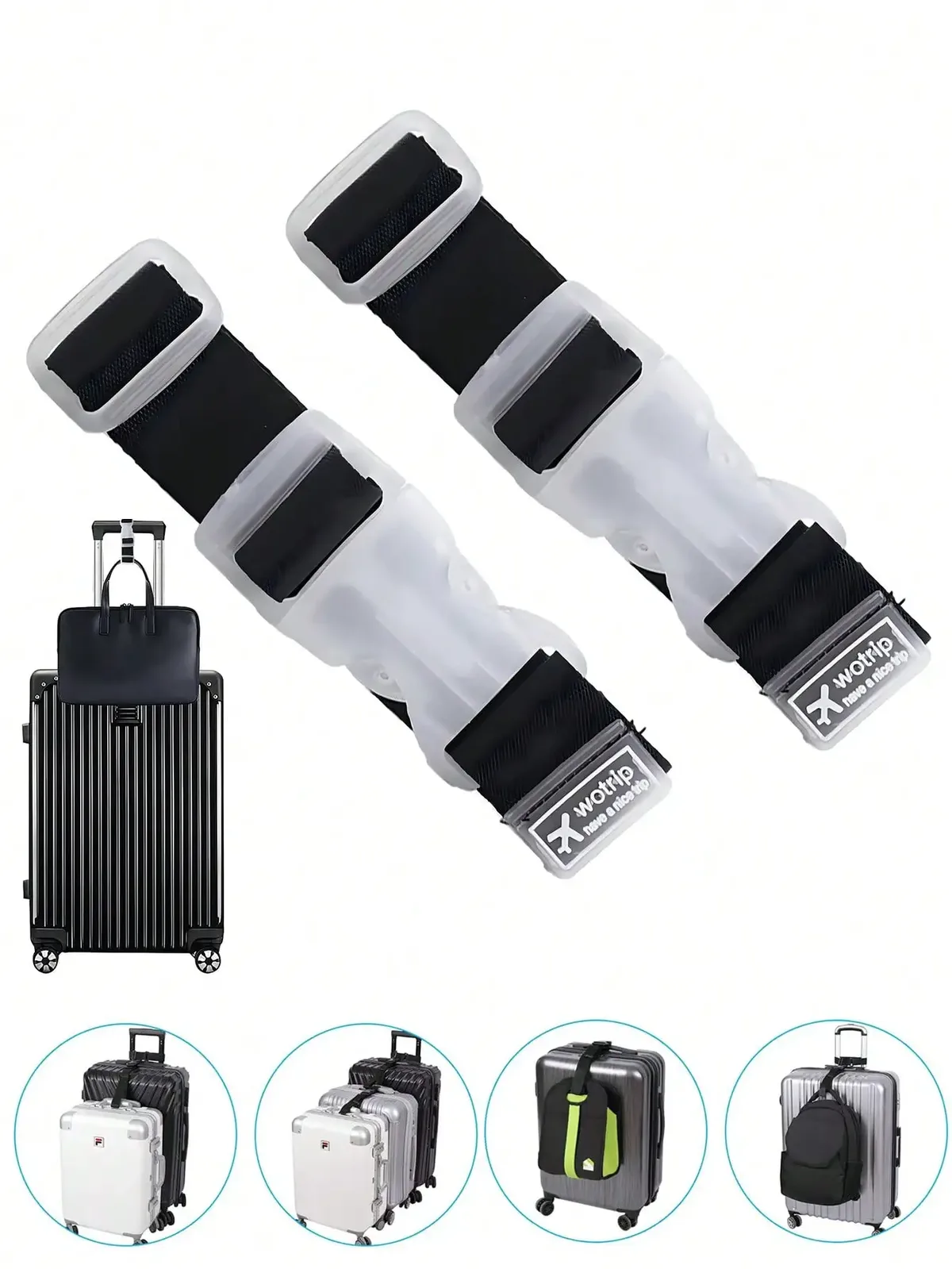 Lot de 10 connecteurs de sangles de bagages en nylon à dégagement rapide, ceintures de sécurité réglables pour valises, pour voyages, activités de plein air et décoration intérieure