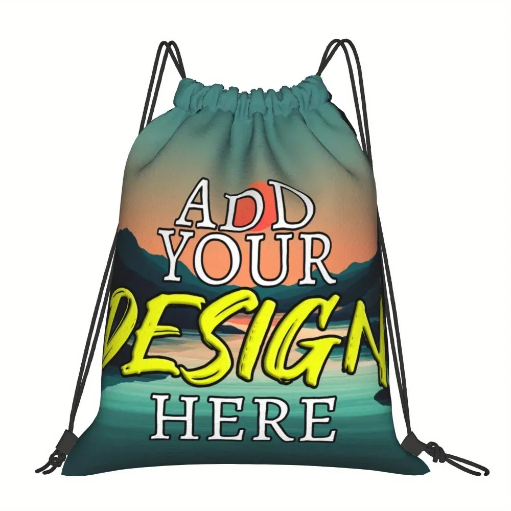 1 sac à dos personnalisé avec cordon de serrage et photo | polyester, lavable en machine, avec poche utilitaire et fermeture, pour la randonnée, la salle de sport et les voyages
