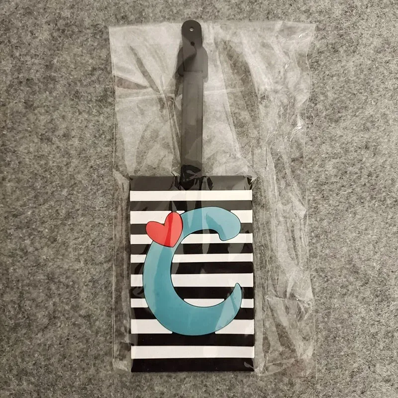 étiquette d'accessoires de voyage pour bagages, 26 lettres mignonnes, en gel de silice, support d'identification pour valise, étiquette d'embarquement pour bagages, portable, nouveauté