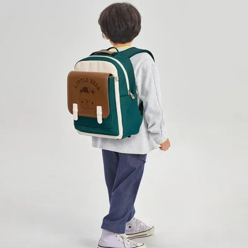 Sacs d'école primaire pour garçons et filles, sac à dos de protection de la colonne vertébrale, cartable rose ultra-léger, sacs à livres d'ours de dessin animé, enfants de la 1re à la 6e année