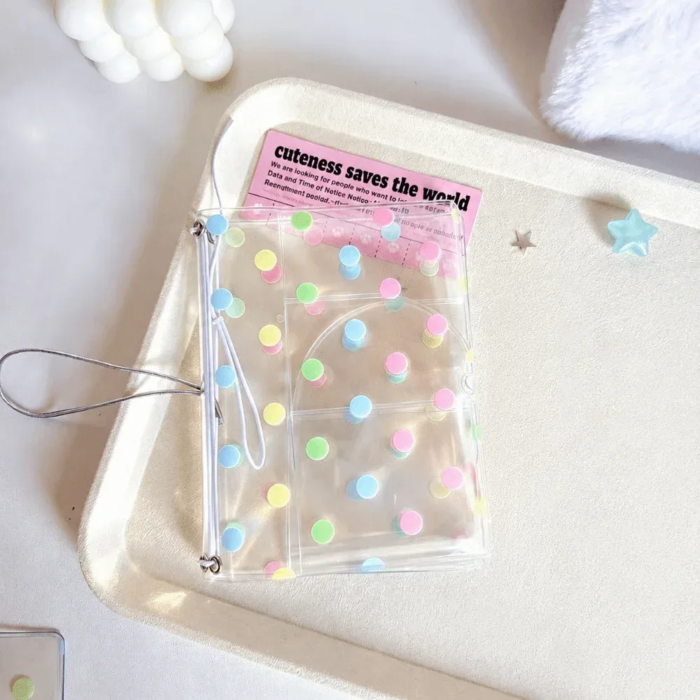 porte-passeport durable à pois avec bande élastique, couverture transparente pour carnet tn, étui de passeport portable transparent pour voyage