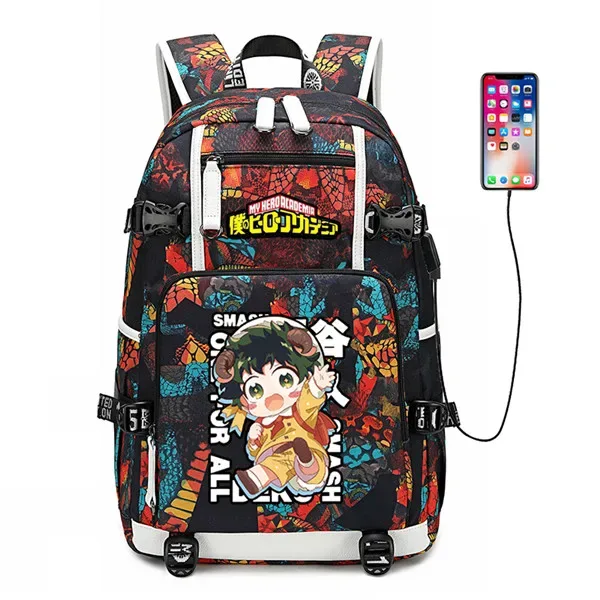 sac à dos de voyage grande capacité mha, sacs d'école imperméables pour garçons, sac à dos pour ordinateur portable avec chargement usb, sac à dos oxford pour cosplay