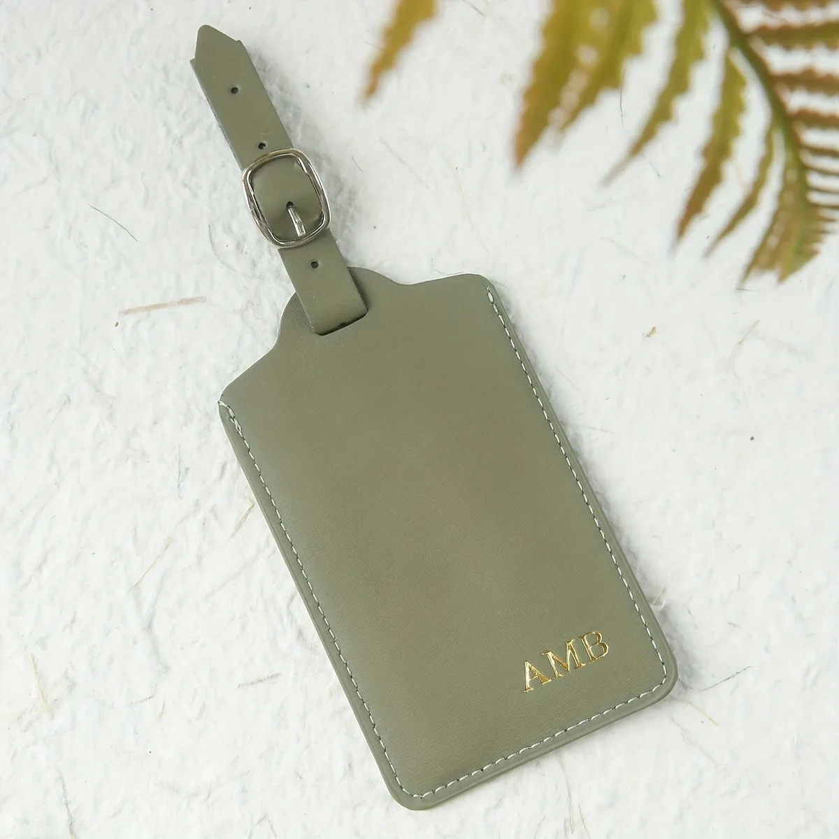 étiquette de bagage personnalisée avec monogramme estampé à chaud, minimaliste, légère, rose, verte, marron, accessoire de valise