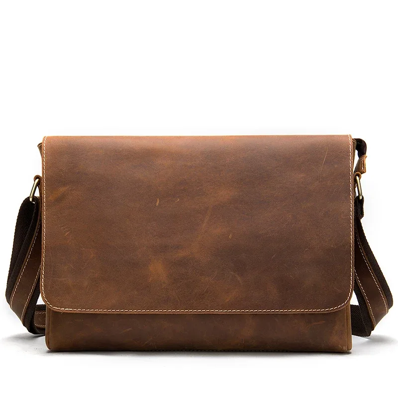 sacs pour ordinateur portable westal 13 pouces en cuir crazy horse, sacoches pour hommes, sacs de bureau pour hommes, sacs à bandoulière, sacs messagers