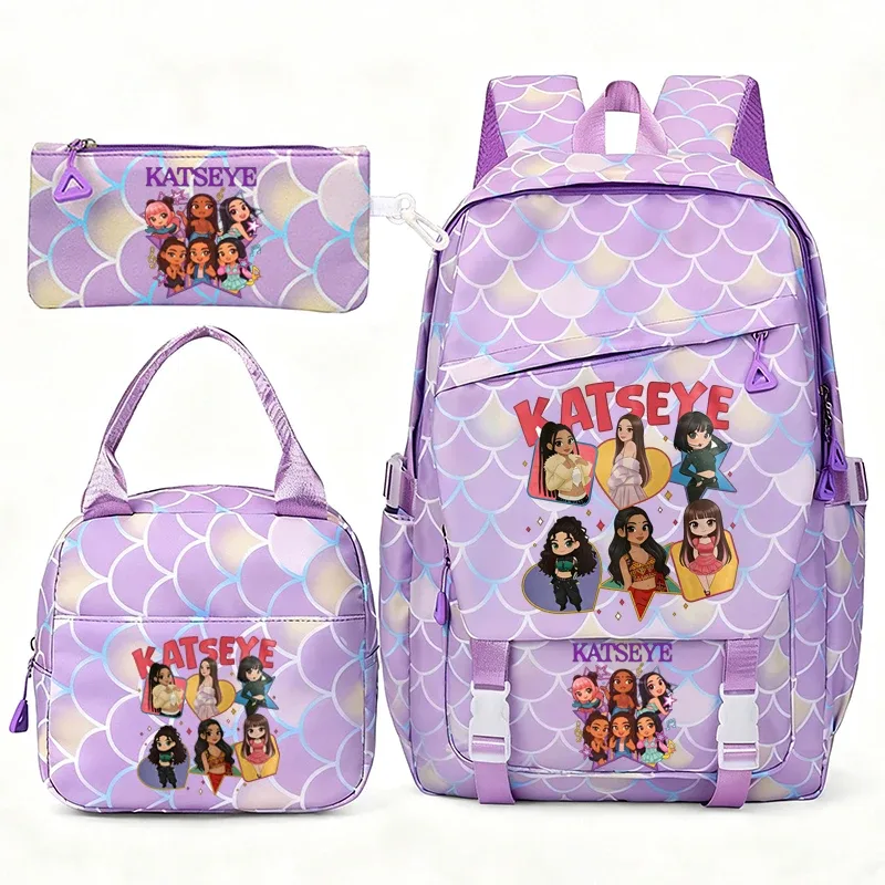 katseye musique sacs à dos pour filles garçons 3 pièces voyage haute capacité étudiants sacs d'école couleur fraîche ordinateur portable mochilas yk2