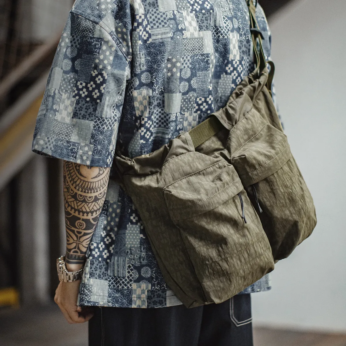 sac à bandoulière tactique maden vintage pilot helmet bag grande capacité vert militaire pour homme, sac de transport extérieur avec poignée pour la randonnée