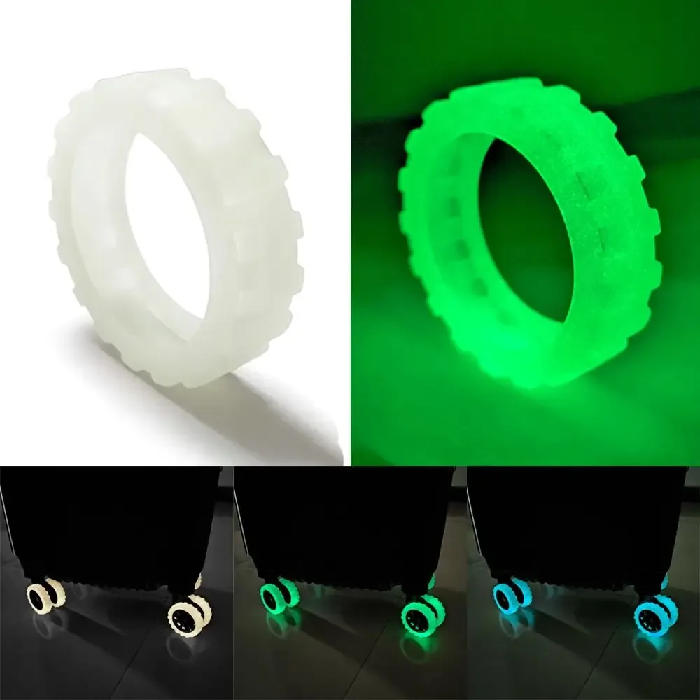 8 pièces lumineux silicone voyage bagages roulettes chaussures avec son silencieux valise roues protection couverture chariot boîte roulettes couverture