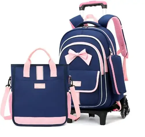 sac à dos à roulettes pour filles, sacs d'école à roulettes, bagage de voyage à main avec sac à main, sacs pour tout-petits