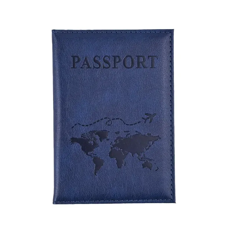 porte-passeport en pu pour femmes, motif de carte, couverture de passeport, portefeuille de voyage, clip pour billet de vol, porte-carte d'identité, accessoires de voyage