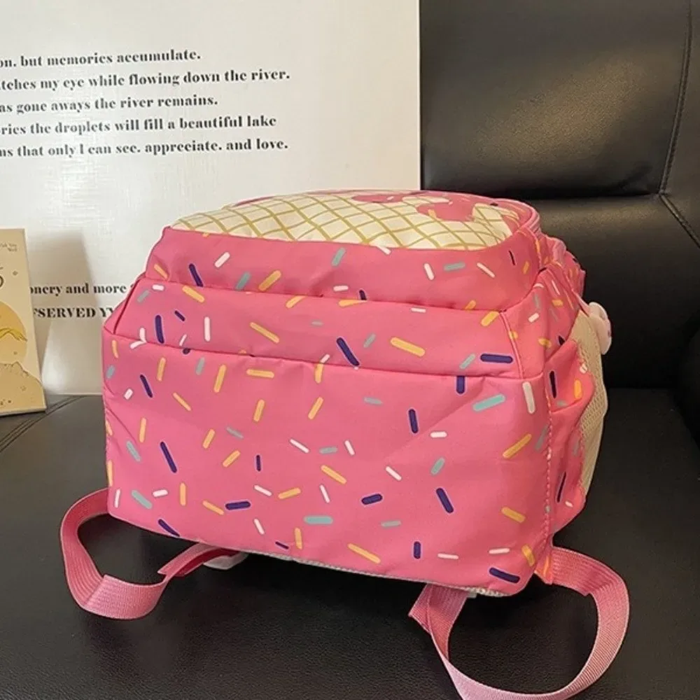 ensemble de sacs à dos en tissu oxford imprimé crème glacée avec trousse à crayons, sac à dos de grande capacité assorti à un sac bandoulière et un sac fourre-tout.