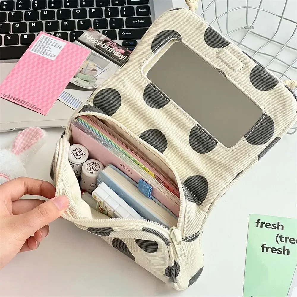 trousse de maquillage portable à rabat avec miroir, organisateur de voyage à fermeture éclair pour cosmétiques, trousse de toilette de voyage portable, sac de rangement beauté