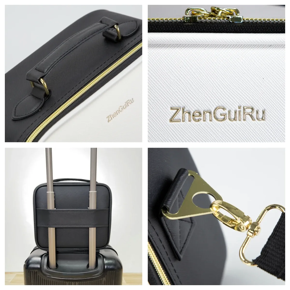trousse de maquillage led intelligente avec miroir pour femme, grande capacité, compartiments, étanche, cuir pu, étui à cosmétiques de voyage, nouveau, 2024