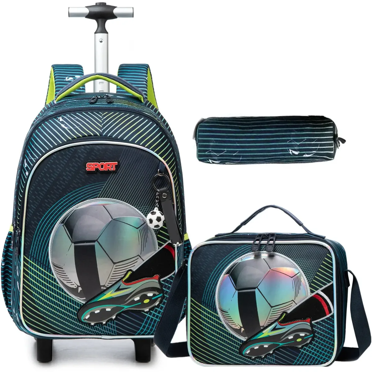 ensemble de sac à dos à roulettes pour enfants avec boîte à lunch, sac à dos scolaire à roulettes, sac à dos trolley pour filles