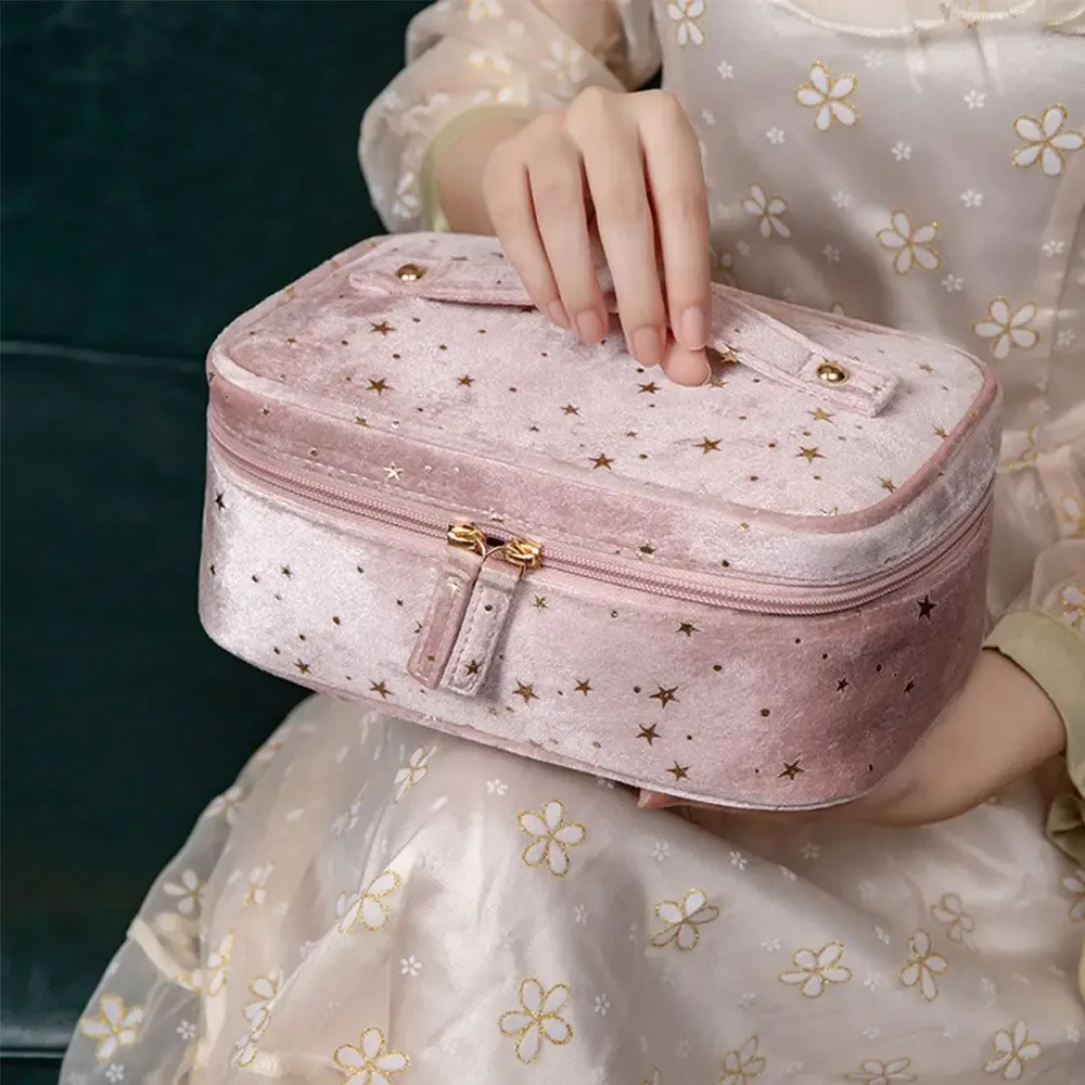 sacs de rangement multifonctionnels portables souples, sac de maquillage de grande capacité bronzant, sacs de rouge à lèvres, sac à cosmétiques en velours, trousse de toilette