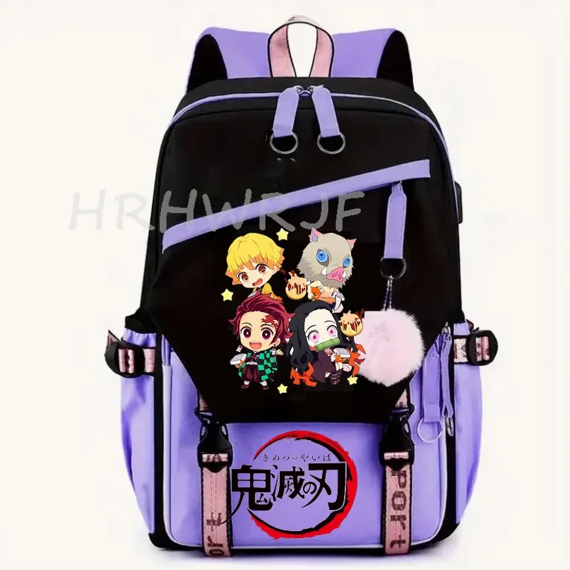 Sacs à dos Demon Slayer Nezuko Kamado, grande capacité, pour voyage, décontractés, pour garçons, adolescents, patchwork, pour ordinateur portable, sacs d'école légers, Mochilas