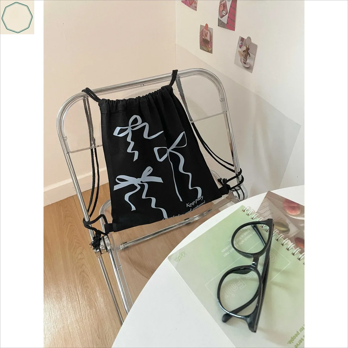sac à dos rétro américain avec cordon de serrage pour filles et étudiants, sac à cordon portable de grande capacité