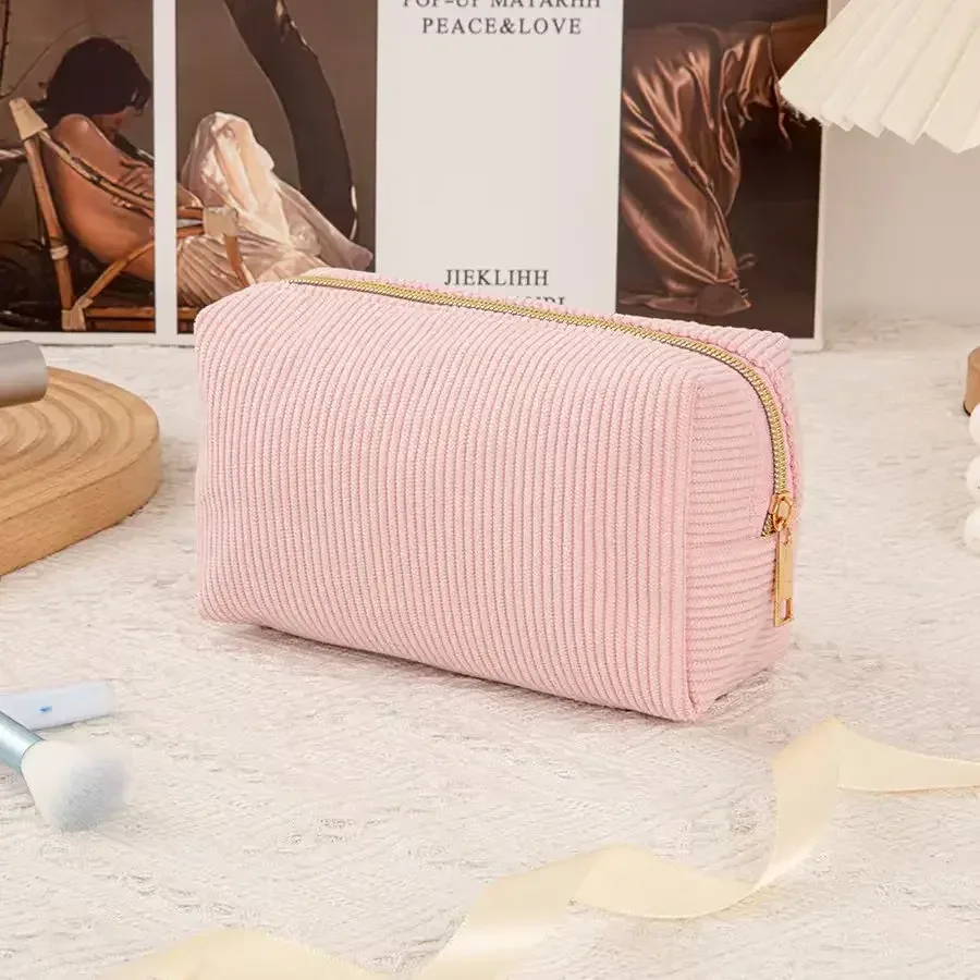 nouveau sac à cosmétiques simple en velours côtelé pour fille, sac de toilette portable de grande capacité, sac de rangement de voyage d'affaires