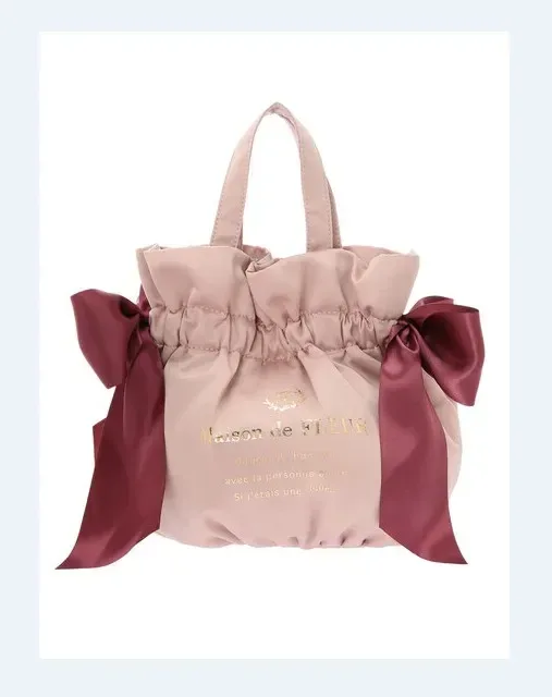sac à main double face de style japonais pour filles, sac à bandoulière, nœud en satin, proximité, doux, mignon, initié, portable, dames, nouveau