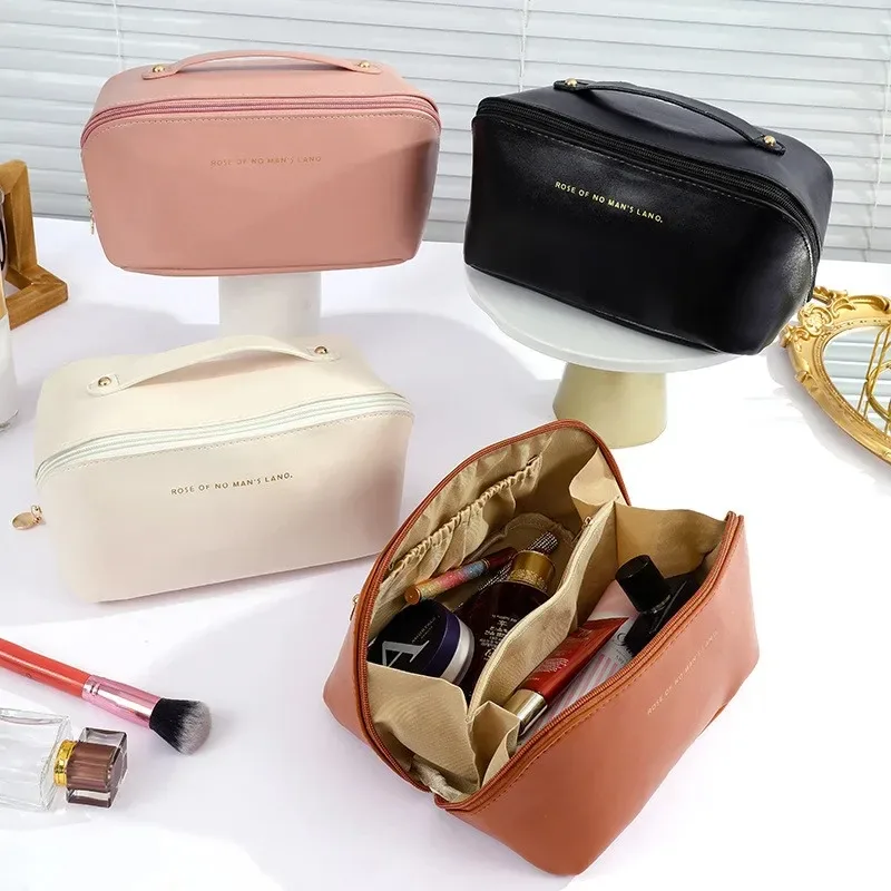 sac de rangement portable en polyester avec fermeture éclair pour hommes et femmes, trousse de toilette, trousse à cosmétiques de voyage, étanche, lavage des poudres