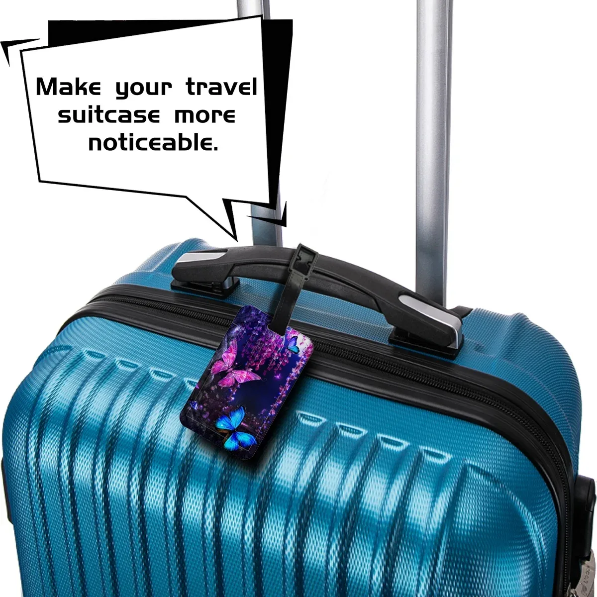 étiquette de bagage papillon pour femmes, porte-adresse d'identification pour valise de voyage, porte-billets de bagage portable pour filles
