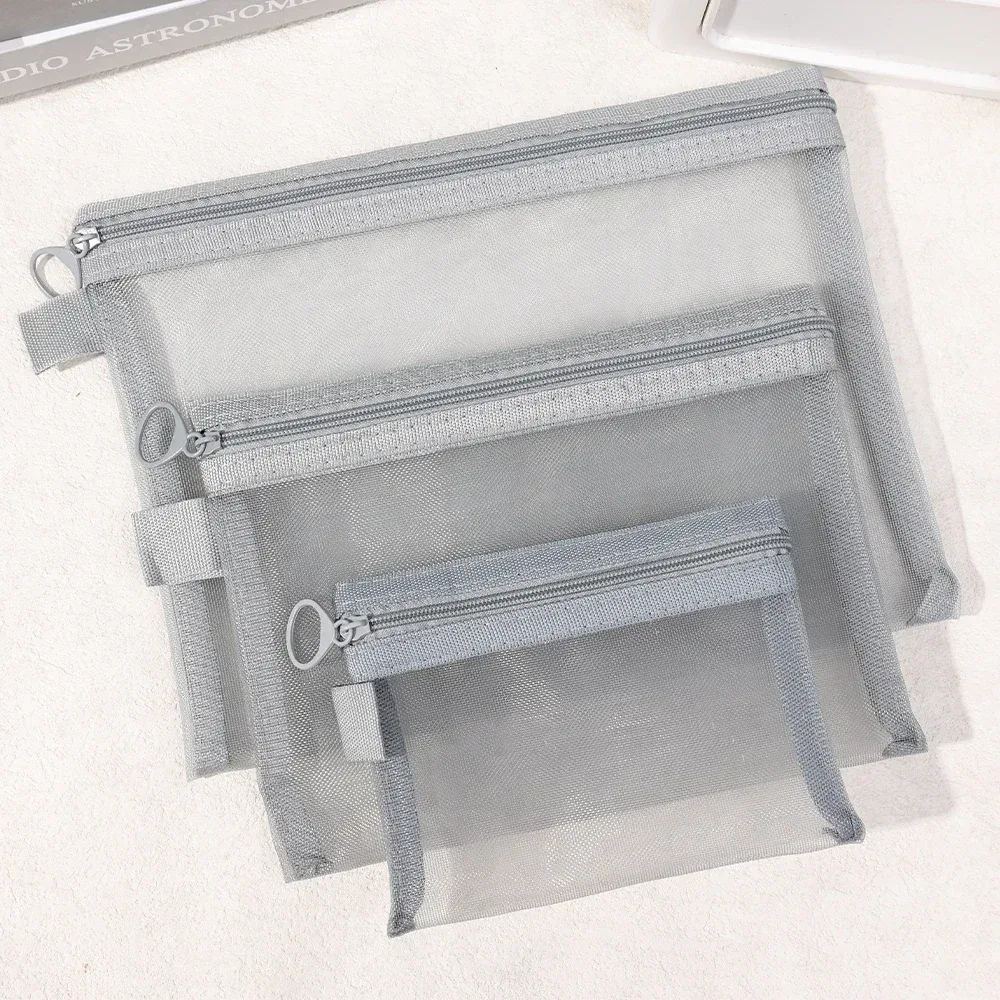 1/3 pièces transparent maille fermeture éclair sac cosmétique femmes nécessaire organisateur mode petits grands gris sacs de toilette maquillage pochette étui