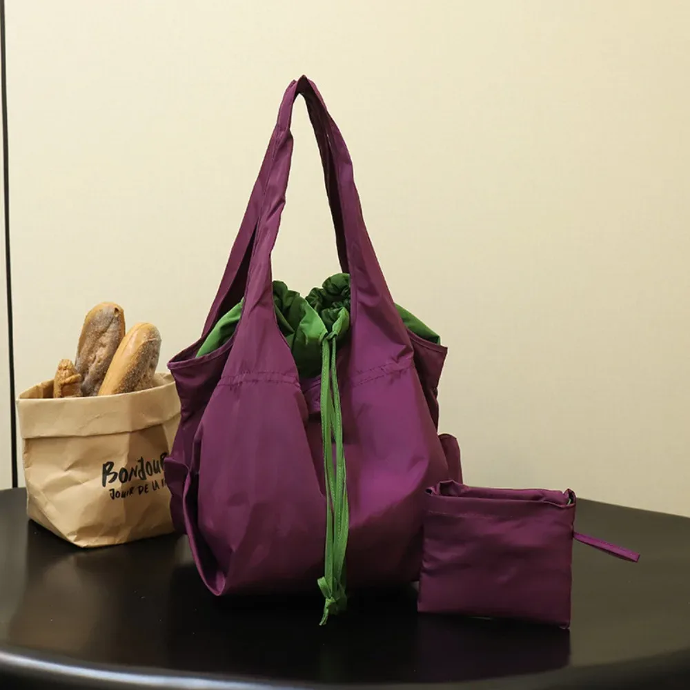 sac fourre-tout décontracté réutilisable avec cordon de serrage, imperméable, grande capacité, sac de courses écologique, sacs de rangement, sac de voyage en nylon pour l'épicerie et les aliments