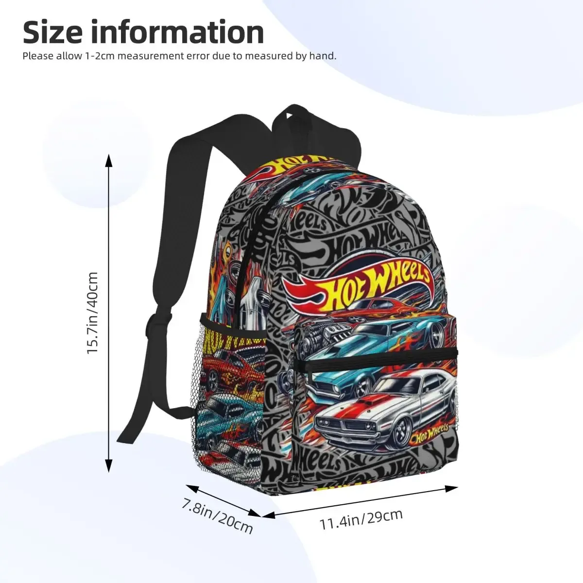 sac à dos hot wheels race pour étudiants, sac d'école, sac à dos de randonnée, sac de voyage pour hommes et femmes, sac à bandoulière