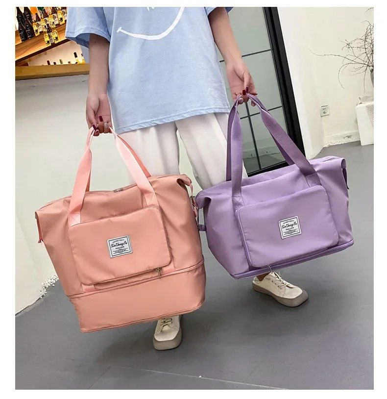 sac de voyage pliable portable pour femme, grande capacité, stockage d'alter, voyage à courte distance, polochon de natation, sac de fitness