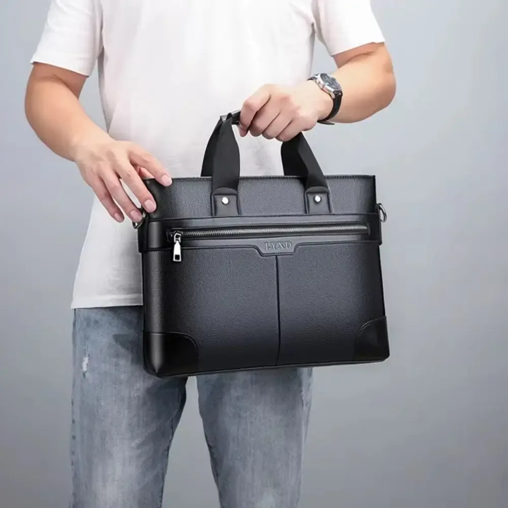 Porte-documents en cuir PU grande capacité, fermeture éclair en tissu Oxford, sac pour documents professionnels, organisateur de papiers multifonctionnel