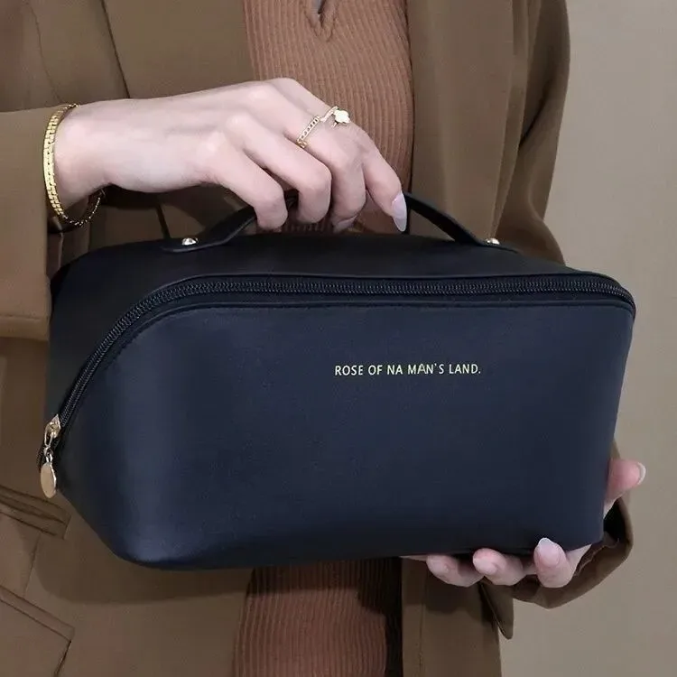 1pc grande trousse de toilette imperméable à fermeture éclair grande capacité avec compartiments, poignée et fonction d'organisation