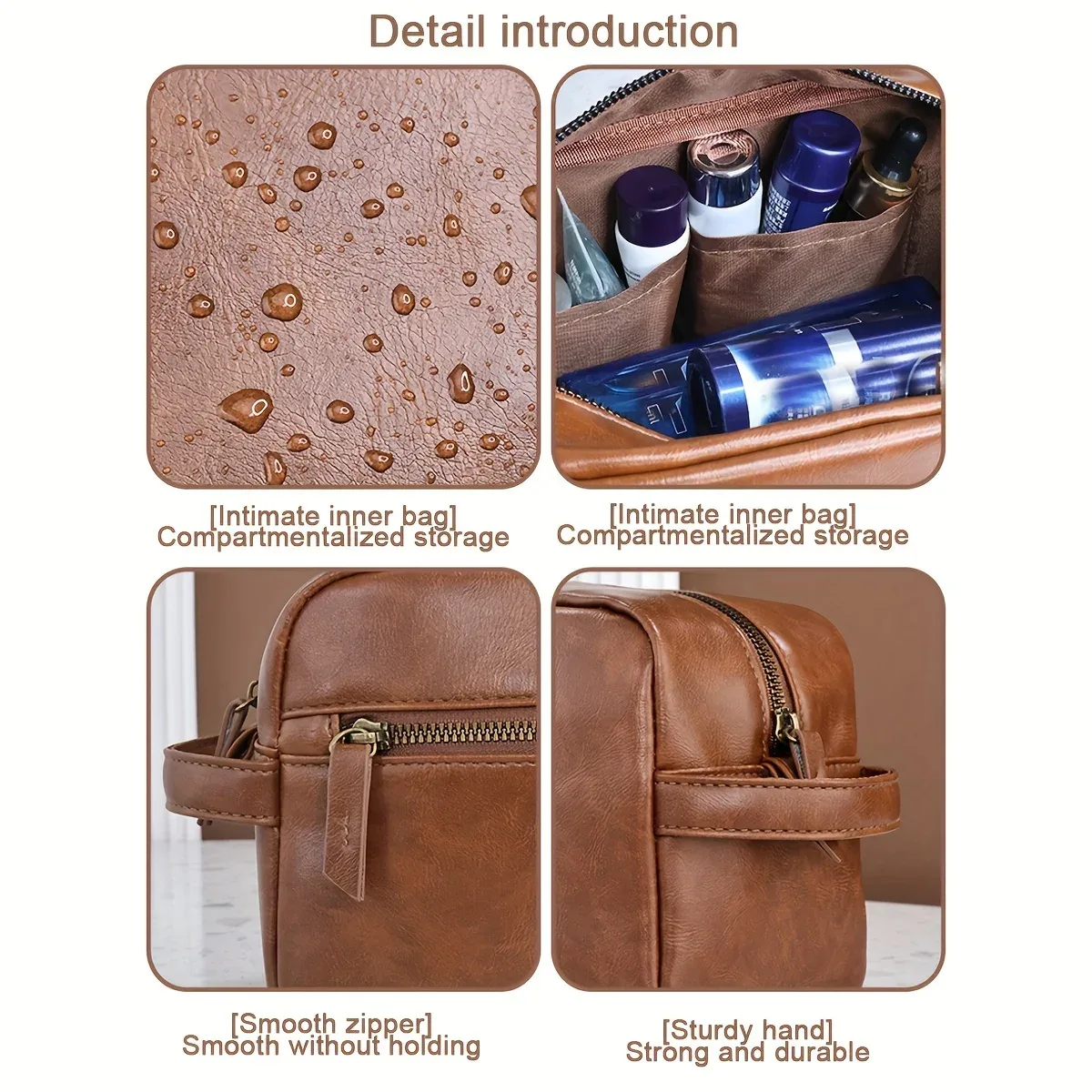 trousse de toilette imperméable en cuir pu pour hommes et femmes, voyage d'affaires, salle de bain, outils de rasage, sac de rangement, pochette de maquillage, sac à cosmétiques pour femmes
