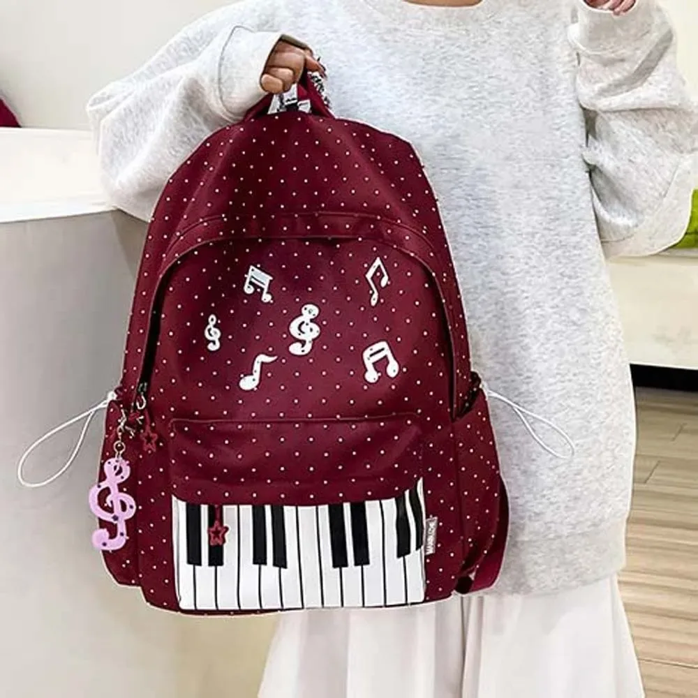sac à dos pour piano en nylon, design léger, multi-poches, sac à dos pour clavier, résistant à l'usure, couleur contrastée, sac pour notes de musique, pour adolescentes