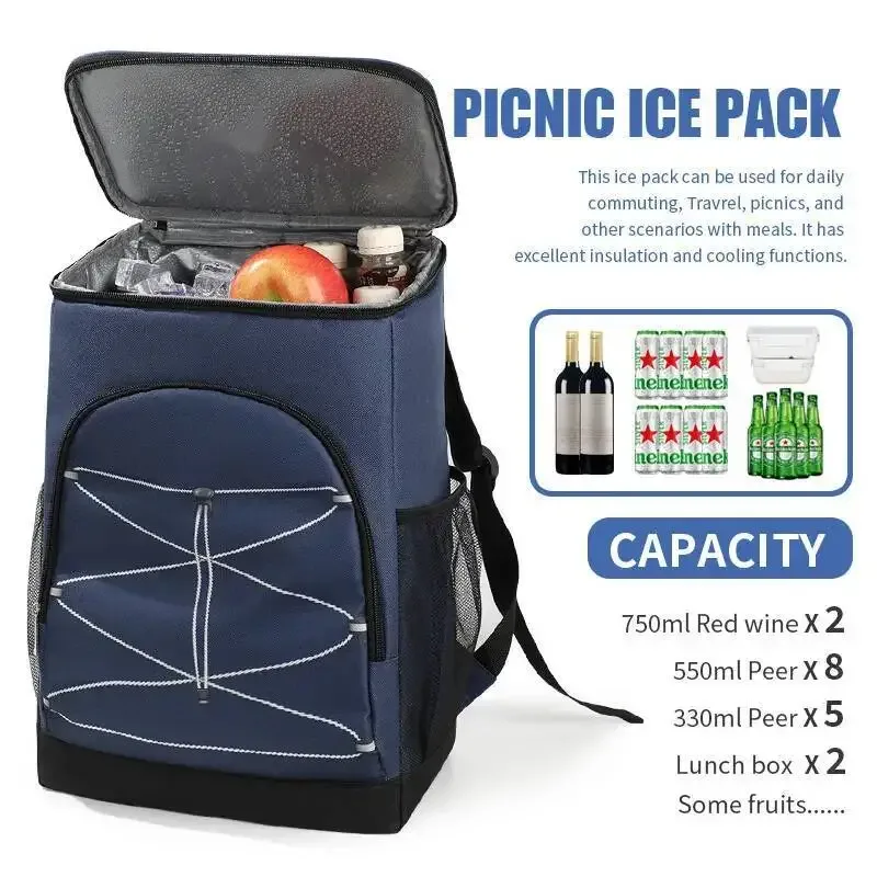 sac de pique-nique de camping de voyage, sacs isothermes d'extérieur de grande capacité, haute qualité, style coréen, simple, mode, sac à dos pour garder les aliments frais