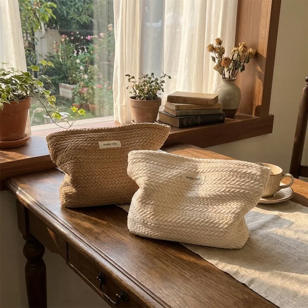 sac de maquillage portable de haute qualité avec fermeture éclair, grande capacité, couleur unie, sac cosmétiq