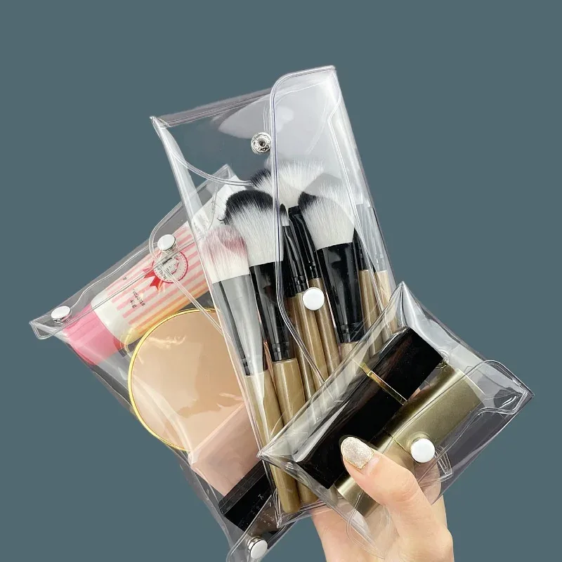 trousse de maquillage transparente, organisateur, sacs à cosmétiques, étui à brosses portable de voyage, ensemble de rangement, stylo transparent en pvc, lavage de toilette de bain