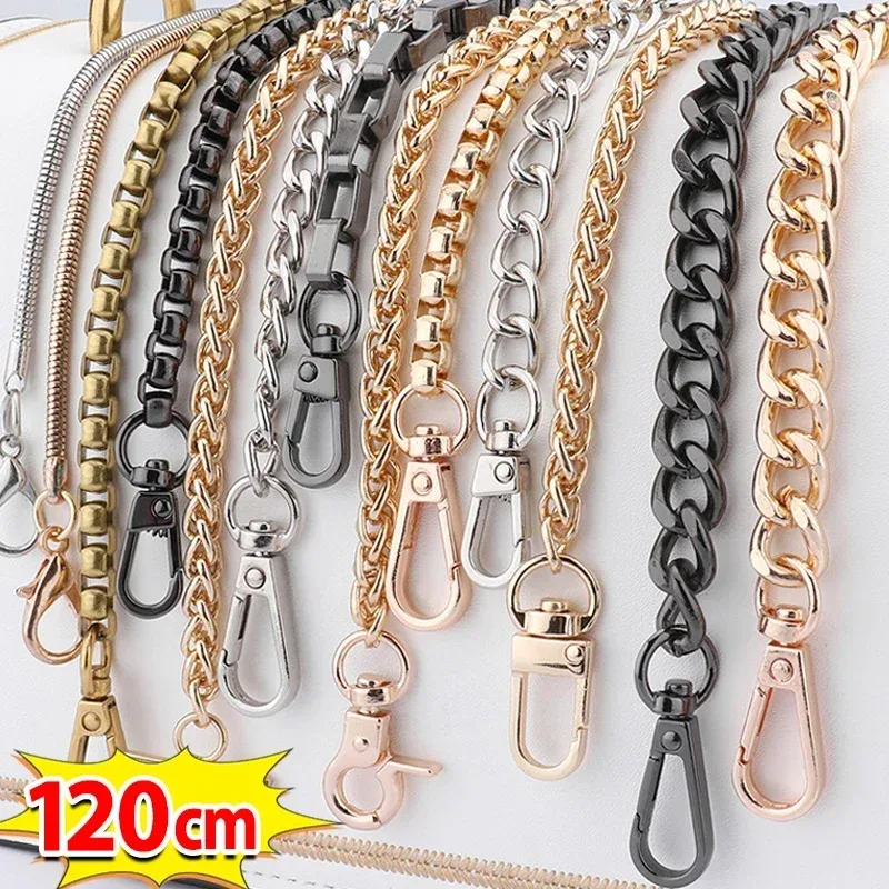 chaîne de sac en métal et aluminium de 120cm, pièces de rechange, accessoires pour sac à main à bandoulière tissé à la main, bricolage, sangles détachables faites à la main