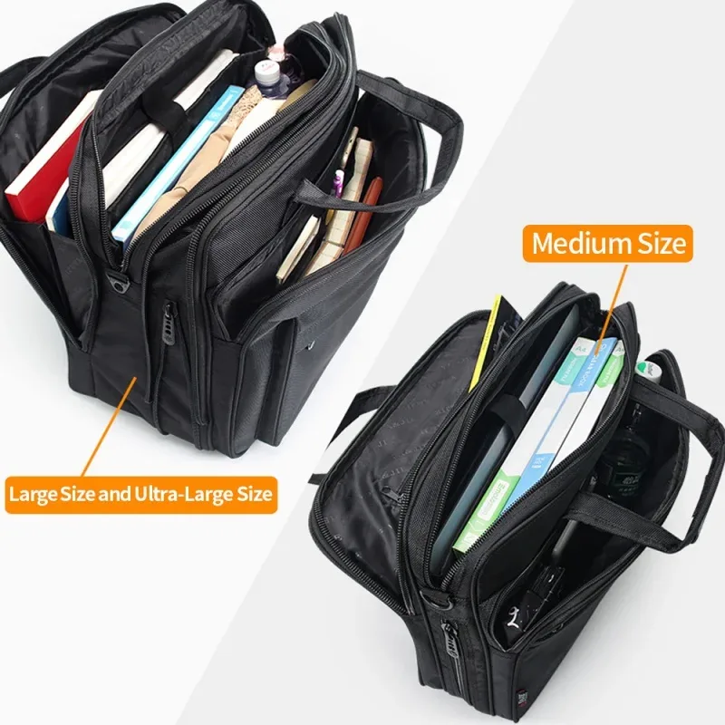 porte-documents de grande capacité pour hommes, sac d'affaires 15.6 pouces 17 "19", pochette d'ordinateur, sacs à bandoulière en toile, sacs à main pour ordinateur portable, messager