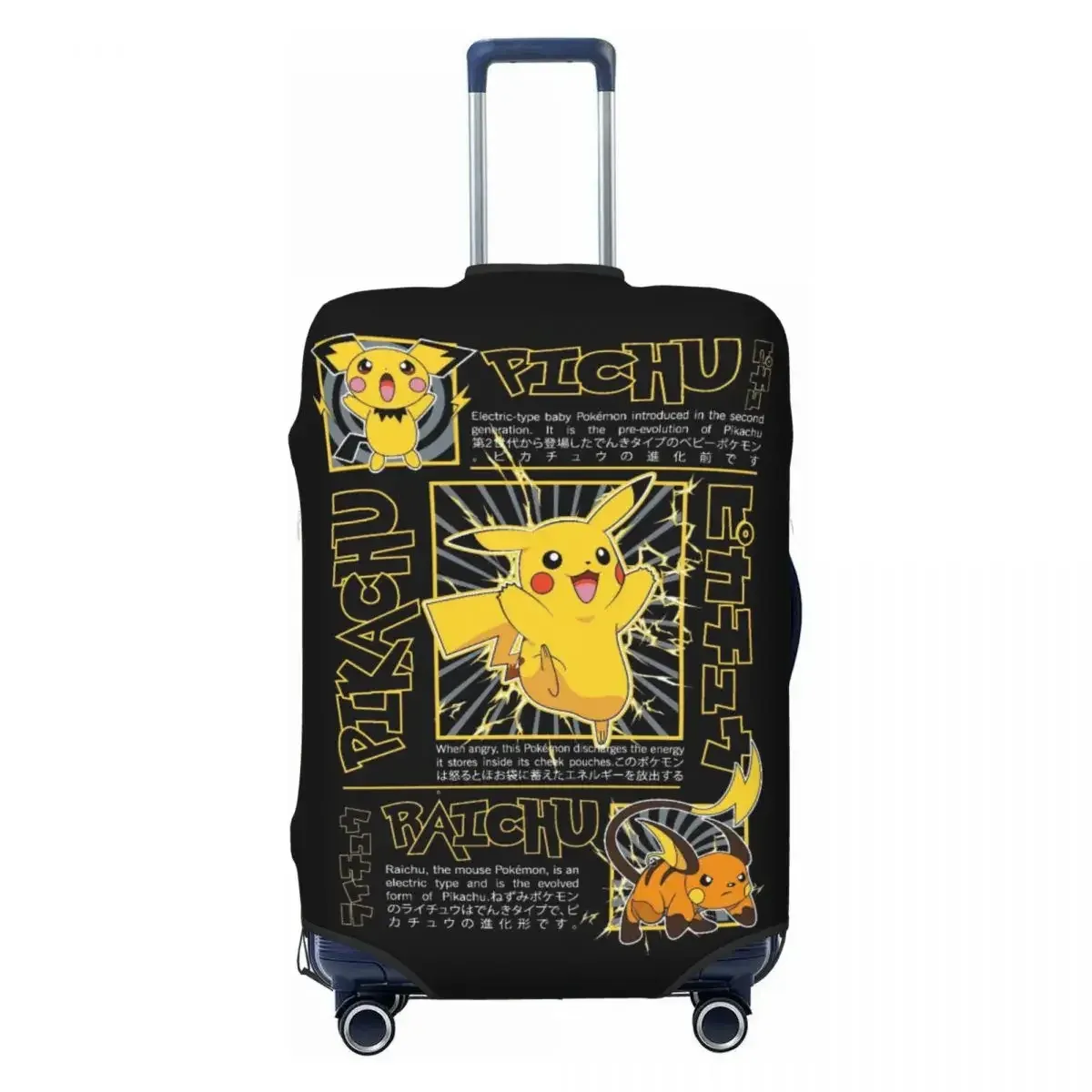 Housse de protection pour bagages, design P-Pikachizer, tissu élastique, pour valises de 18 à 32 pouces, anti-rayures, anti-poussière, housse de protection pour voyage