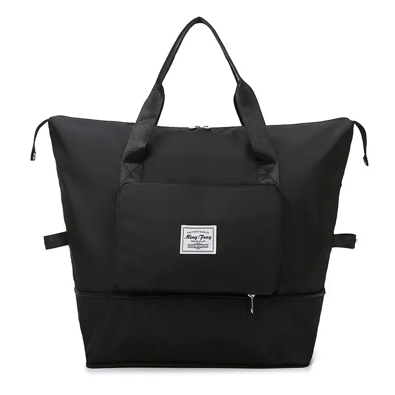 sac de voyage pliable, extensible, grande capacité, sacs de sport en nylon, étanche, double couche, fermeture éclair, sac à main, organisateur de bagages, fourre-tout, nouveau