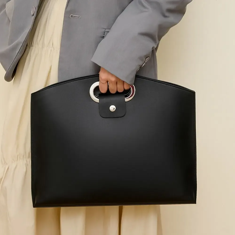 sac fourre-tout élégant en pu pour documents de bureau, couleur unie, grande capacité, sacoche pour ordinateur portable, sac à main, sacoche pour dossiers, pour employé de bureau