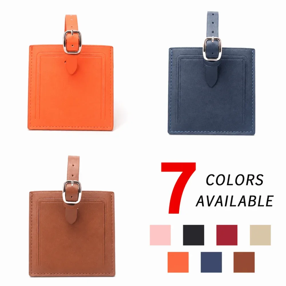 étiquettes de bagages carrées en cuir, étiquettes de voyage portables universelles avec signature, étiquette d'adresse pour bagages en papier pour hommes et femmes