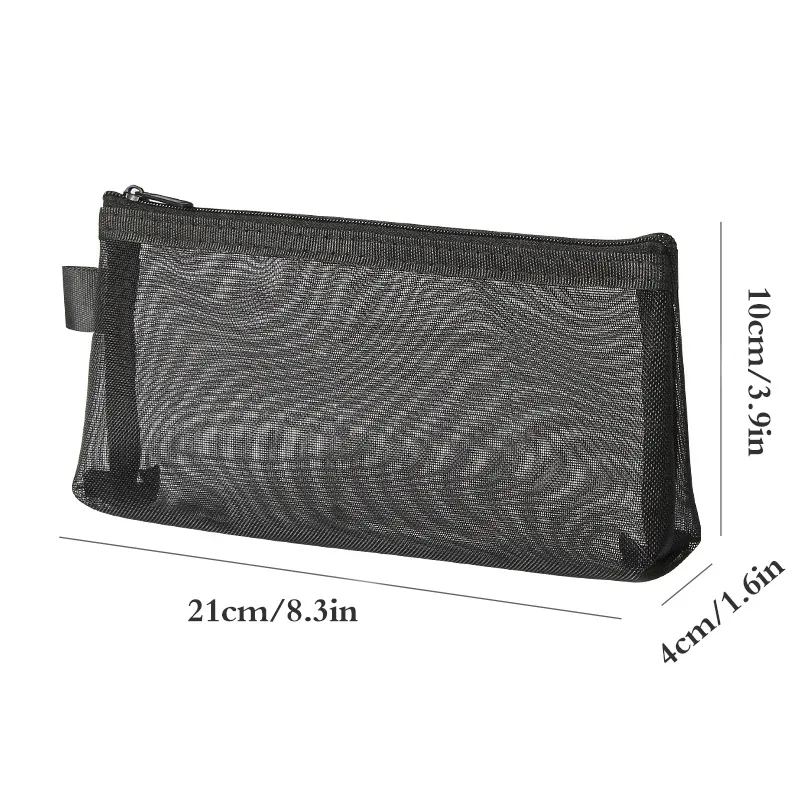 sac transparent de rangement de cosmétiques rond en maille, pochette de rangement de pinceaux de maquillage de grande capacité, étui à cosmétiques de voyage pour outils de pinceaux